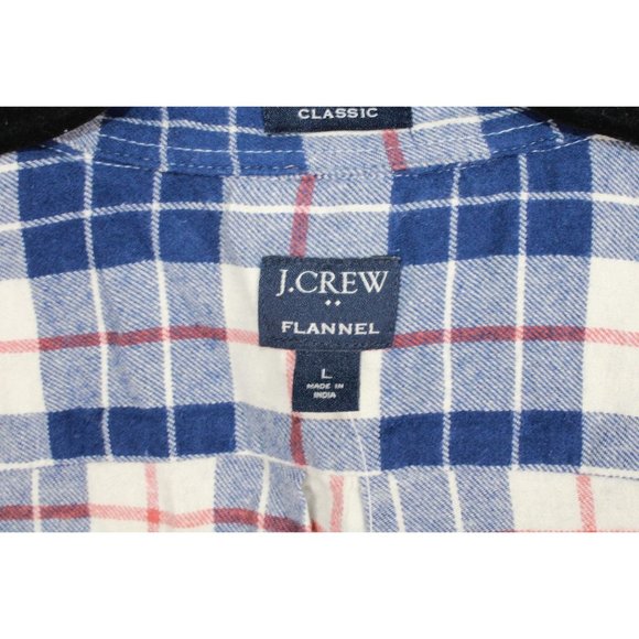 NWT J.Crew Blue Plaid Regular Flannel Cotton Button Down Shirt Size Large - Picture 5 of 11